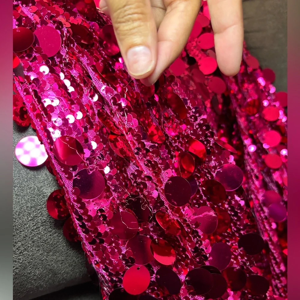Windsor Y2K Style Vibrant Pink Sequin Strapless Mini Dress New! - Picture 11 of 16